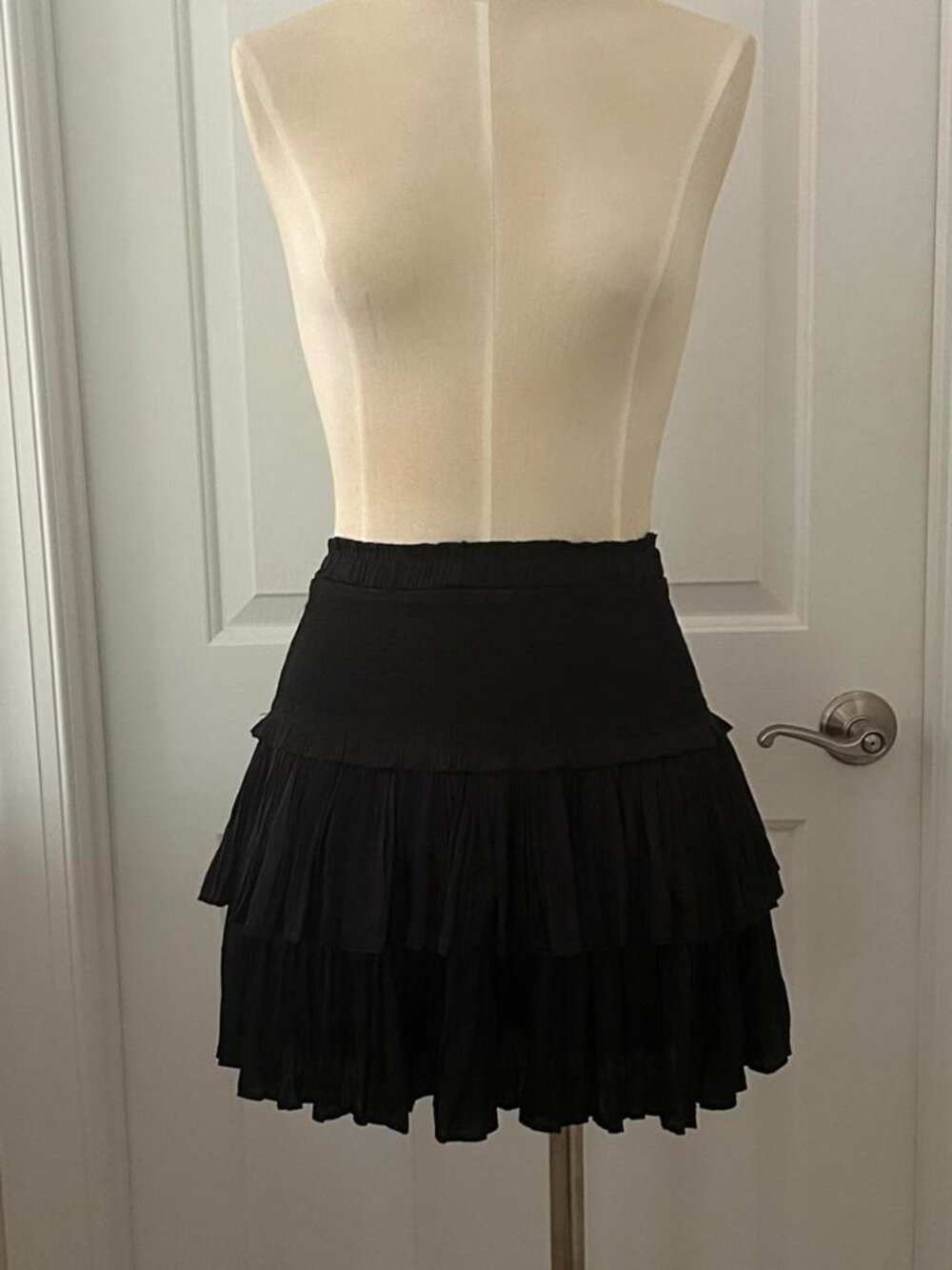 Musette Black ruffle mini skirt with elastic waistband size XS Brand new with ta